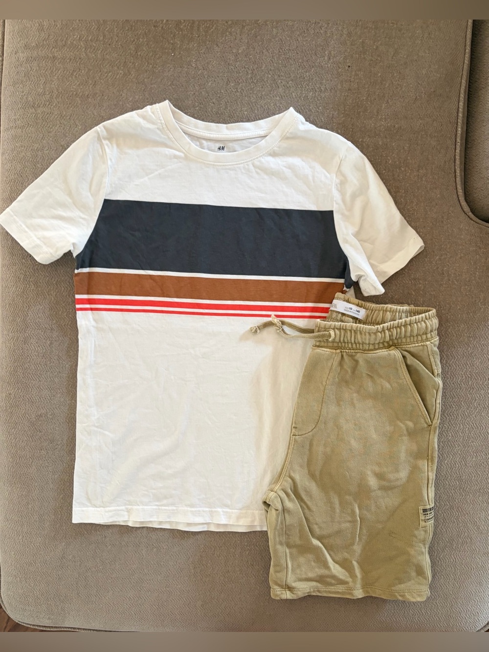 H&M BOYS BASIC T-SHIRT & ZARA BOYS SHORTS SET